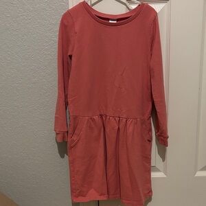 Girls' Long Sleeve Coral Sweater Dress with Pockets